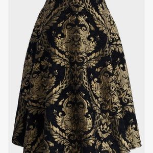 CHICWISH-Gold/Black Brocade flared skirt. 2X